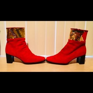 Costablanca, Ladies Dress Booties, Red Suede, 10